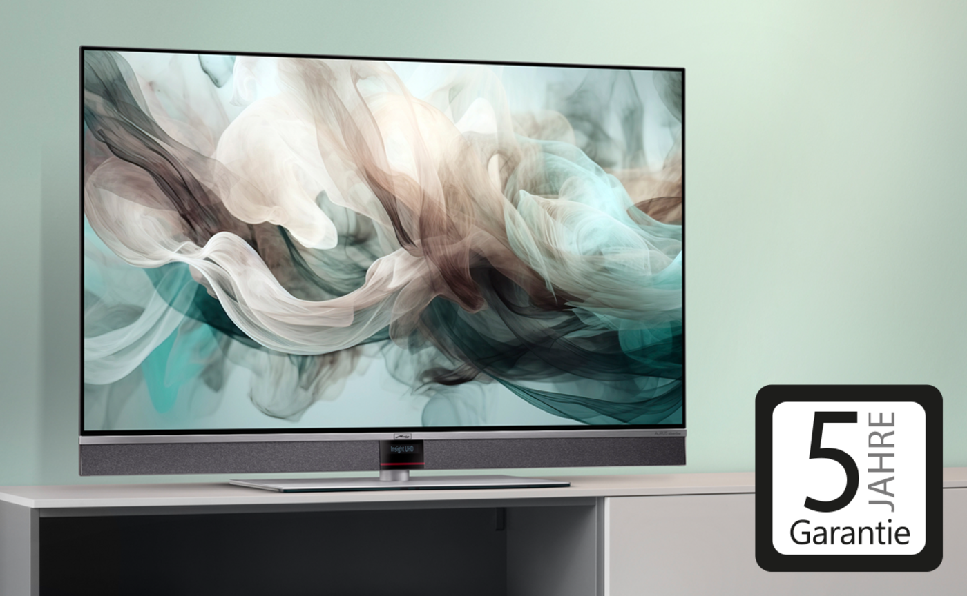 Metz AURUS silverline OLED Fernseher 55 Zoll mit Drehfuß und Soundbar im Fachhandel Düsseldorf